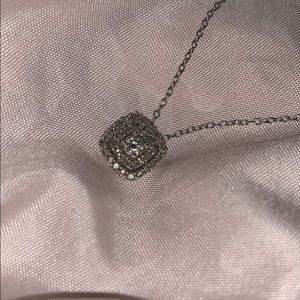 Real halo diamond sterling silver necklace
